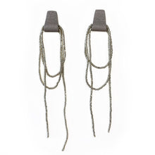 Load image into Gallery viewer, Explore our Beaded Bliss Studs: ethically handcrafted leather earrings adorned with shimmering strands of petite beads. Elevate your style sustainably with these captivating accessories.