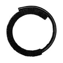 Load image into Gallery viewer, A close-up image of a Texture Fusion  Leather Choker featuring a blend of leather textures, smooth hand-stitched tube and punched leather disks displayed against a neutral background