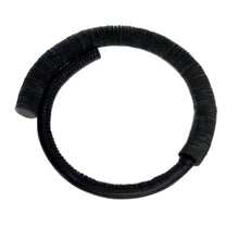 Load image into Gallery viewer, A close-up image of a Texture Fusion Leather Choker featuring a blend of leather textures, smooth hand-stitched tube and punched leather disks displayed against a neutral background