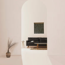 Load image into Gallery viewer, A wall hanging decor made with deep green leather, supple suede, and stained poplar wood. Ethically crafted and inherently stylish, it adds a luxurious touch to your space, creating captivating visual harmony. Its lightweight design ensures easy mounting, allowing you to curate a personalized aesthetic with ease.