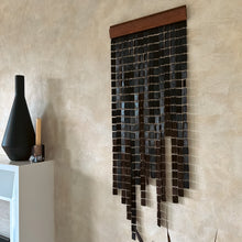 Load image into Gallery viewer, Modern home decor accent piece crafted from rich brown leather, supple suede, and stained poplar wood, adding luxury to any space.
