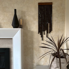 Load image into Gallery viewer, Modern home decor accent piece crafted from rich brown leather, supple suede, and stained poplar wood, adding luxury to any space.