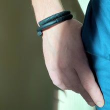 Load image into Gallery viewer, Unisex leather bracelet carefully and ethically handcrafted from leather scraps, modern and stylish men and women bracelet, fits any size