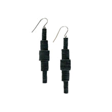 Load image into Gallery viewer, Revamp your classic dangle earrings with a modern minimalist twist. Our one-of-a-kind design features stacked sequins that create a bold yet muted impact. Enjoy the supreme softness and lightweight feel of these earrings as you move freely in their swing. The lengthening effect adds dimension and flatters your face. Don't miss out on this unique statement piece. Shop now for a pair of earrings that combine elegance with contemporary design.