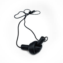 Load image into Gallery viewer, Elevate your style with a leather knot pendant necklace - a symbol of eternal connection and cherished bonds. With modern sophistication and impeccable hand craftsmanship, this necklace showcases the fine qualities of leather. Available in two lengths, it's functional art with a meaning, making it the perfect gift for yourself or a loved one. Choose the shorter length for a flattering collarbone accent or the longer length to wear over your heart.