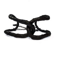 Load image into Gallery viewer, Anchor your style with the black leather bracelet. The wrapped leather adds texture and interest while the creative construction allows you to reshape the flexible links to your liking. The perfect addition to any outfit.