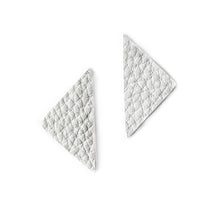 Load image into Gallery viewer, Our leather triangle earrings represent balance and power. The opulent leather adds a bold touch to your outfit. Wear them for a magical boost. Shop now and embrace sharp angles.