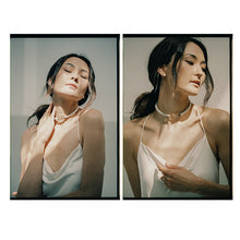 Load image into Gallery viewer, Our hand-stitched white leather choker with pyrite crystals embodies empowerment anchored by serenity. Pyrite deflects negative energy and promotes physical healing and mental strength. Complement any outfit with this choker that is soft, comfortable, and easy to wear. Shop now and feel empowered both inside and out.