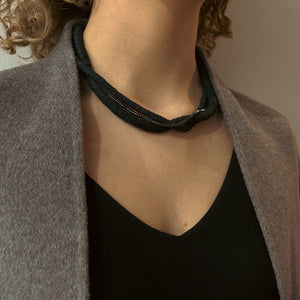 Layered Necklace with Hematite N016