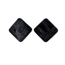 Load image into Gallery viewer, Square black leather earrings with rounded corners, featuring layered leather design for a dimensional and sculptural look.