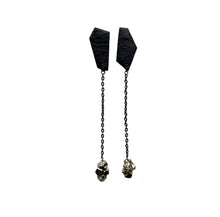 Load image into Gallery viewer, Drop Earrings Black With Pyrite E109