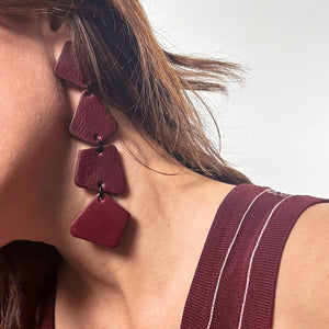 Geometric Cascade Earrings E179 Burgundy