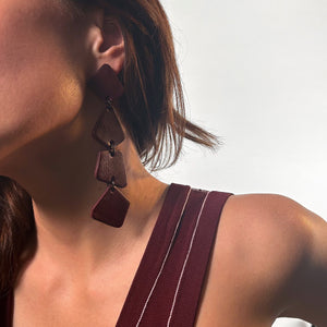 Geometric Cascade Earrings E179 Burgundy