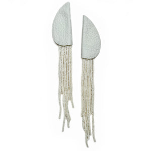 Flowline Beaded Dangle Earrings E192 Ivory