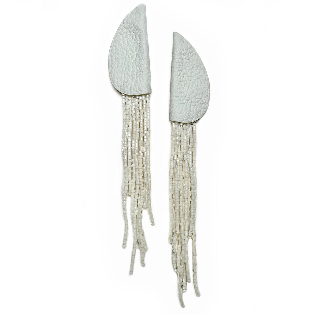 Flowline Beaded Dangle Earrings E192 Ivory