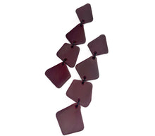 Load image into Gallery viewer, Bold geometric statement earrings handcrafted from upcycled burgundy leather with a textured finish. Lightweight and stylish, perfect for making a sustainable and unique fashion statement.