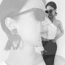 Load image into Gallery viewer, Leather Chain Earrings E155