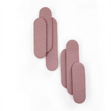 Load image into Gallery viewer, Layered pink leather earrings with rounded geometric shapes on white background