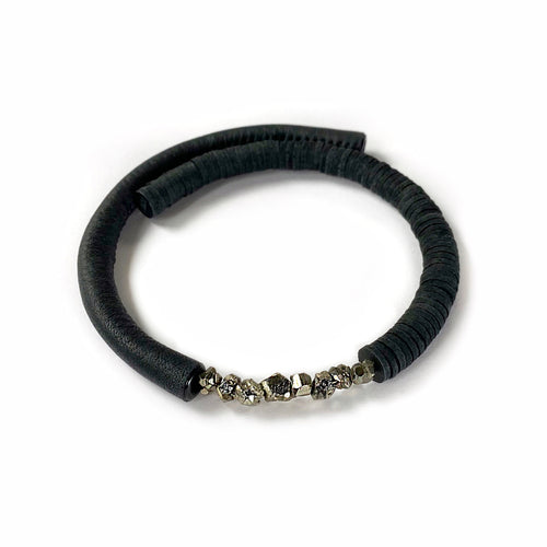 Black Choker With Pyrite Crystals C012
