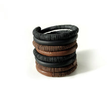 Load image into Gallery viewer, Unisex leather bracelet carefully and ethically handcrafted from leather scraps, modern and stylish men and women bracelet, fits any size
