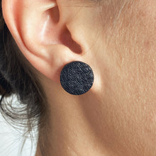 Load image into Gallery viewer, Handcrafted upcycled leather earrings with reversible double-sided design.