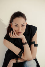 Load image into Gallery viewer, Continuous Coil Cuff Bracelet B001 black